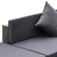 Outsunny 6 Piece Patio Furniture Set, All Weather Outdoor Rattan Sectional Sofa Couch with Chaise Lounge Sides, Coffee Table & Chairs, Conversation Set with Pillows & Cushions, Gray(m-9)