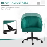HOMCOM Retro Mid-Back Swivel Fabric Computer Desk Chair Height Adjustable with Metal Base, Leisure Task Chair on Rolling Wheels for Home Office, Green(m-5)