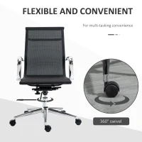 Vinsetto Mesh Office Chair, Swivel Computer Desk Chair with Adjustable Height and Armrests, Black(m-8)