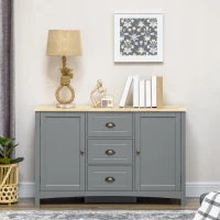 HOMCOM Buffet Cabinet with 3 Storage Drawers, Sideboard for Living Room, Gray(m-7)