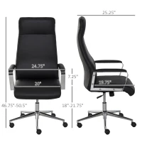 Vinsetto High Back Executive Office Chair Faux Leather Swivel Computer Desk Chair with Padded Arm, Adjustable Height, Wheels Black(m-3)