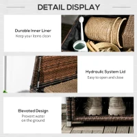 Outsunny Outdoor Deck Box & Shoe Storage, PE Rattan Wicker Towel Rack with Liner for Indoor, Outdoor, Patio Furniture Cushions, Pool, Garden Tools, Brown(m-6)