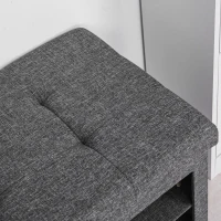 HOMCOM Modern Folding Shoe Storage Bench with Flipping Lid, Ottoman Bench for Bedroom & Hallway with 9 Cubes, Gray(m-9)