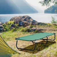 Outsunny Camping Cot for Adults, Folding Bed, Portable Sleeping Cot for Travel, Beach, Hiking, Rated for 264lbs, Green(m-2)