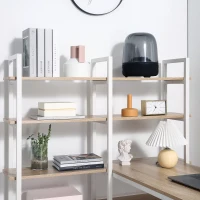 HOMCOM 5 Tier Versatile L-Shaped Computer Desk, Writing Table with Display Shelves and Metal Frame, Space-Saving for Study, Home Office, Natural(m-8)