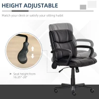 Vinsetto Mid Back Home Office Chair with 2-Point Lumbar Massage, USB Power, Faux Leather Desk Computer Chair, Black(m-6)