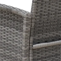 Outsunny 3 Piece Patio Furniture Set w/ Cushions, PE Rattan Outdoor Table And Chairs, 2-Tier Glass Top Coffee Table, Blue(m-8)