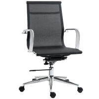 Vinsetto Mesh Office Chair, Swivel Computer Desk Chair with Adjustable Height and Armrests, Black(m-1)