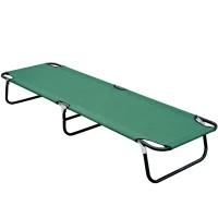 Outsunny Camping Cot for Adults, Folding Bed, Portable Sleeping Cot for Travel, Beach, Hiking, Rated for 264lbs, Green(m-1)