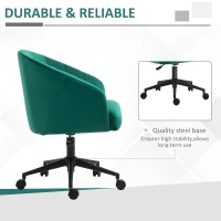 HOMCOM Retro Mid-Back Swivel Fabric Computer Desk Chair Height Adjustable with Metal Base, Leisure Task Chair on Rolling Wheels for Home Office, Green(m-4)