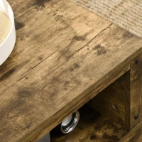 HOMCOM Rustic Coffee Table with Storage, Vintage Coffee Table for Living Room Furniture, Cocktail Table with Cabinet, Open Storage Compartments, Brown(m-9)