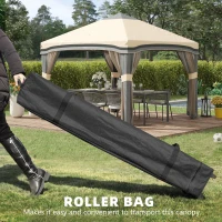 Outsunny 10' x 10' Pop Up Canopy Tent with Netting, Instant Tents for Parties, Height Adjustable, with Wheeled Carry Bag and 4 Sand Bags for Outdoor, Garden, Patio, Beige(m-4)