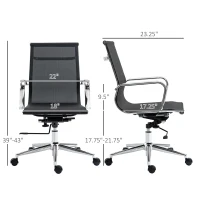 Vinsetto Mesh Office Chair, Swivel Computer Desk Chair with Adjustable Height and Armrests, Black(m-3)