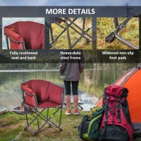 Outsunny Folding Camping Chair, Padded Director Chair with Side Table and Cup Holder, Portable for Picnic, Beach, Hiking, Travel, Red(m-7)