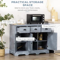 HOMCOM Sideboard Buffet Kitchen Sideboard Cabinet with 3 Drawers 3 Door Cabinets Adjustable Shelf for Living Room Gray(m-4)