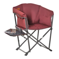 Outsunny Folding Camping Chair, Padded Director Chair with Side Table and Cup Holder, Portable for Picnic, Beach, Hiking, Travel, Red(m-1)