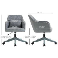 Vinsetto Office Chair, Lumbar Massage Desk Chair with Barrel Chair Armrests, USB Powered Massage, Mid-Back, 360 Swivel, Throw Pillow, Adjustable Height, Gray(m-3)
