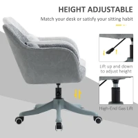 Vinsetto Office Chair, Lumbar Massage Desk Chair with Barrel Chair Armrests, USB Powered Massage, Mid-Back, 360 Swivel, Throw Pillow, Adjustable Height, Gray(m-6)