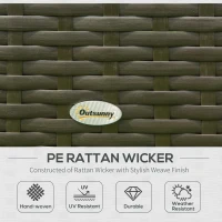 Outsunny 7 Piece Outdoor Patio Furniture Set, PE Rattan Wicker Sectional Sofa Set with Couch Cushions, Throw Pillows and Coffee Table, Orange, White(m-4)