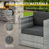 Outsunny Wicker Bistro Patio Set, 2 Porch Chairs & Glass Table, Black(m-6)