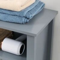 kleankin Bathroom Cabinet Organizer with 2-Tier Open Shelves, Double Door Enclosed Storage and Elevated Base, Dark Gray(m-8)