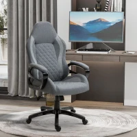 Vinsetto Ergonomic Home Office Chair High Back Task Computer Desk Chair with Padded Armrests, Linen Fabric, Swivel Wheels, and Adjustable Height, Grey(m-2)