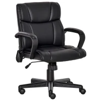 Vinsetto Mid Back Home Office Chair with 2-Point Lumbar Massage, USB Power, Faux Leather Desk Computer Chair, Black(m-1)