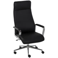 Vinsetto High Back Executive Office Chair Faux Leather Swivel Computer Desk Chair with Padded Arm, Adjustable Height, Wheels Black(m-1)