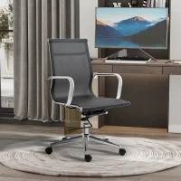 Vinsetto Mesh Office Chair, Swivel Computer Desk Chair with Adjustable Height and Armrests, Black(m-2)