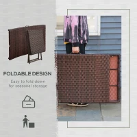 Outsunny Patio Chaise Set, Set Of 2 Folding Pool Lounge Chairs with Side Table, Outdoor PE Rattan Wicker, Cushion, Pillow for Beach, Beige(m-5)