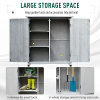 Outsunny Wooden Garden Storage Shed Fir Tool Cabinet Organizer with Asphalt Roof and Double Door for Outside, Garden and Yard(m-4)