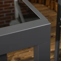 Outsunny 63" Extendable Outdoor Dining Table Patio Table with Aluminum Frame and Tempered Glass Tabletop, Black(m-9)