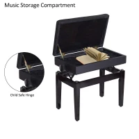 HOMCOM Adjustable Piano Bench with Storage and Soft PU Leather Padded, with Enough Music Storage Design, Black(m-6)