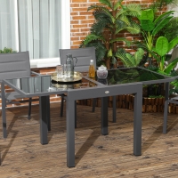 Outsunny 63" Extendable Outdoor Dining Table Patio Table with Aluminum Frame and Tempered Glass Tabletop, Black