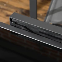 Outsunny 63" Extendable Outdoor Dining Table Patio Table with Aluminum Frame and Tempered Glass Tabletop, Black(m-10)