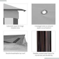 Outsunny 11' x 11' Pop Up Canopy, Outdoor Canopy Shelter Event Tent with 2-Tier Soft Top, Removable Zipper Netting, and Storage Bag, for Patio, Backyard, Garden, Light Grey(m-5)