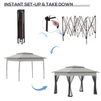 Outsunny 11' x 11' Pop Up Canopy, Outdoor Canopy Shelter Event Tent with 2-Tier Soft Top, Removable Zipper Netting, and Storage Bag, for Patio, Backyard, Garden, Light Grey(m-7)