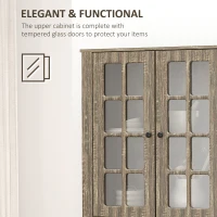 HOMCOM 71" Freestanding Kitchen Pantry Cabinet with Glass Door and Shelves, Tall Cupboard for Dining Room, Living Room, Natural(m-5)