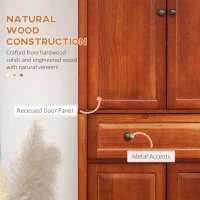 HOMCOM 72" Wood Kitchen Pantry Cabinet, Storage Organizer with Drawer and 2 Adjustable Shelves, Soft Close, Mahogany(m-4)