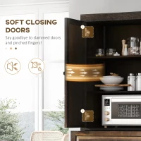 HOMCOM 72.5" Pinewood Large Kitchen Pantry Storage Cabinet, Freestanding Cabinets with Doors and Shelves, Dining Room(m-6)