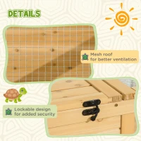 PawHut Wooden Tortoise House, Spacious Outdoor Turtle Habitat Enclosure, Secure Reptile Cage - Ideal for Garden & Patio Areas(m-5)