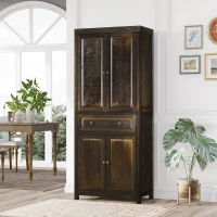HOMCOM 72.5" Pinewood Large Kitchen Pantry Storage Cabinet, Freestanding Cabinets with Doors and Shelves, Dining Room(m-2)