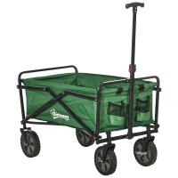 Outsunny Folding Wagon Cart, Outdoor Utility Wagon Heavy Duty Garden Shopping Cart Collapsible Camping Trolley with Steel Frame, Oxford Fabric(m-2)