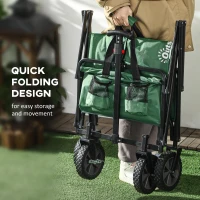 Outsunny Folding Wagon Cart, Outdoor Utility Wagon Heavy Duty Garden Shopping Cart Collapsible Camping Trolley with Steel Frame, Oxford Fabric(m-6)
