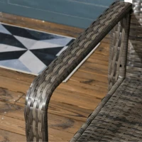 Outsunny 3 Piece Patio Furniture, PE Wicker Storage Table & Chairs, Beige(m-8)