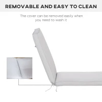 Outsunny Set of 2 Chaise Lounge Cushions, 72'' x 21.75'' Lounge Chair Cushions, Patio Furniture Cushions w/ Non-Slip Ties, Zipper and Fade-resistant Olefin Fabric Cover(m-6)