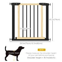 PawHut 29.5" - 32" Dog Gate for Doorways Stairs, Pressure Mount Safety Gate for Easy Step with Auto Close, Steel and Wood, Walk Through Pet Gate for Small and Medium Dogs(m-3)