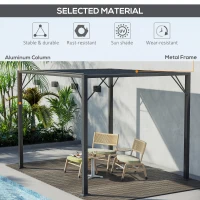 Outsunny Outdoor Louvered Pergola 9.7' x 8.2' Metal Patio Gazebo Sun Shade Shelter with Adjustable Breathable Mesh Roof, Grey(m-4)