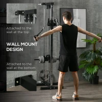 Soozier Wall Mount Cable Station, 15 Positions Adjustable Dual Pulley Machine Cable Crossover Machine for Home Gym(m-5)