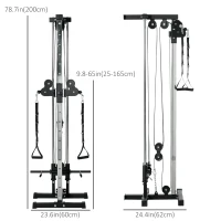 Soozier Wall Mount Cable Station, 15 Positions Adjustable Dual Pulley Machine Cable Crossover Machine for Home Gym(m-3)